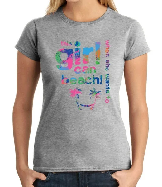 

Girl Can Beach JUNIOR'S T-shirt Summer Holiday Fun Vacation GIRL'S Tee - 1450C