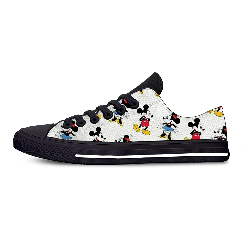Mickey And Minnie12 Новинка года; легкая обувь с изображением Микки и Минни Маус; Мужская дышащая модная парусиновая обувь с низким берцем; повседневные кроссовки - Цвет: Mickey And Minnie12