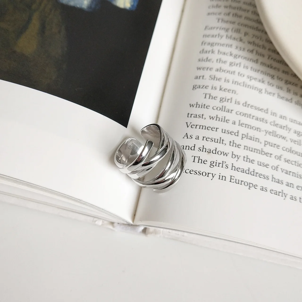 

QMCOCO Simple Style 925 Silver Party Rings For Women Couples Vintage Creative Multi-layer Weaving Finger Jewelry Gifts