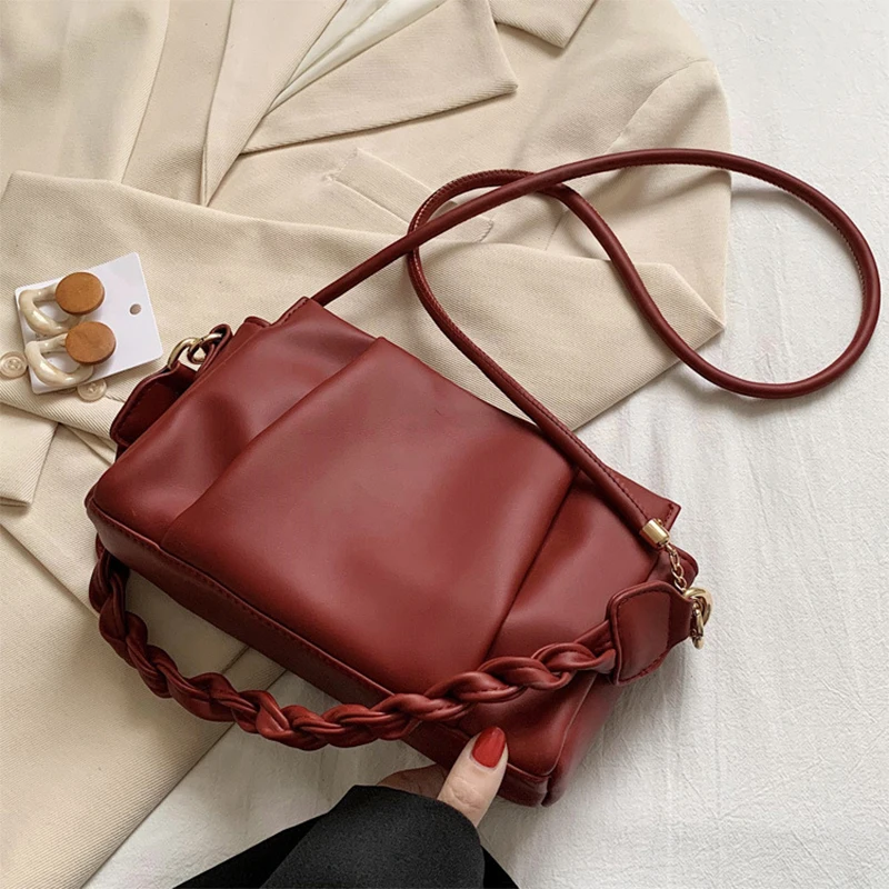 Дизайнерские сумки через плечо из искусственной кожи со складками для женщин 2020