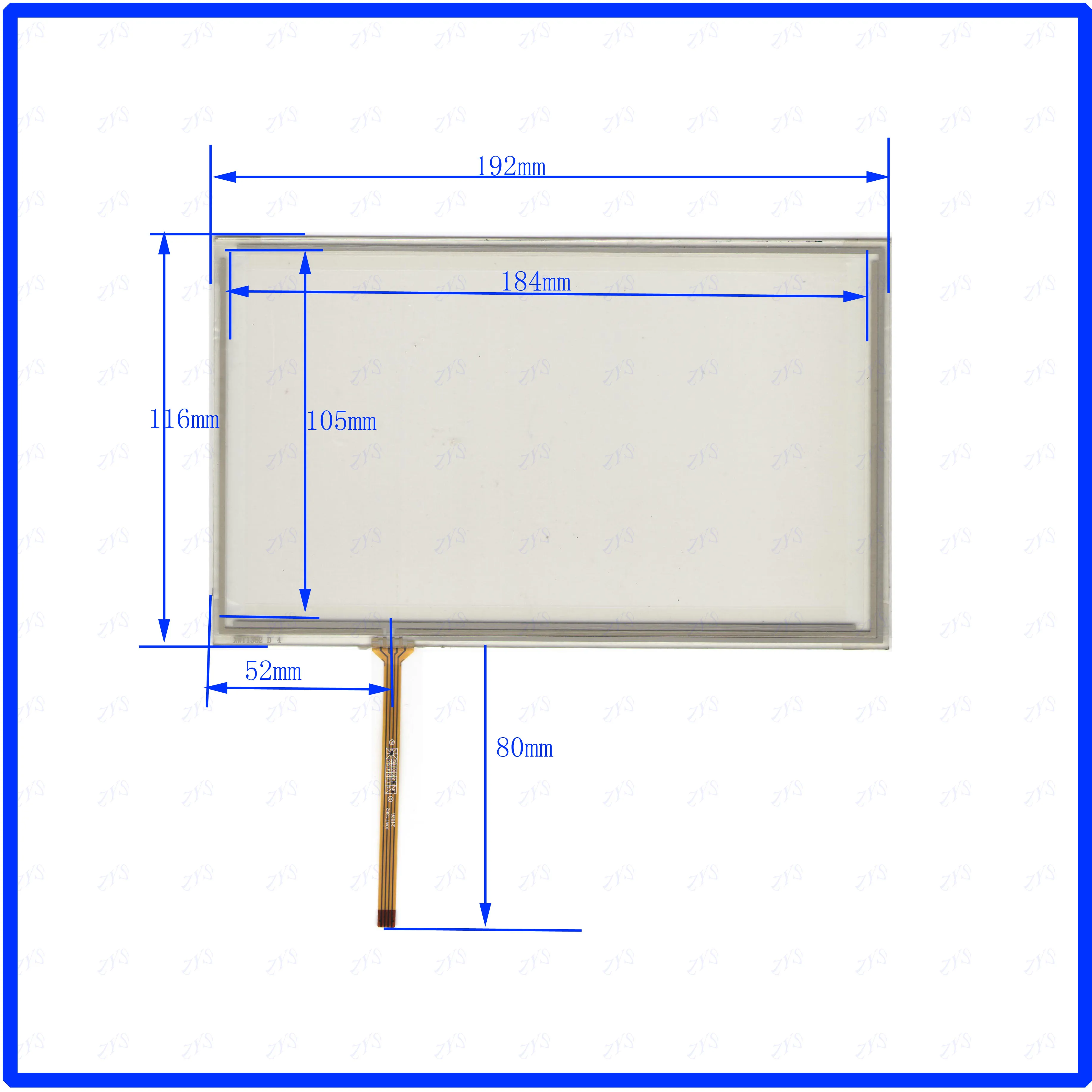 

ZhiYuSun HST-TPA8.0BL 193*117mm 8inch 4lines resistance screen this is compatible blass suitable 193*117 HSTTPA8.0