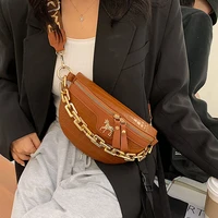 chain fanny pack women leather waist bag luxury chest pack mini female belt bags fashion ladies shoulder crossbody bag