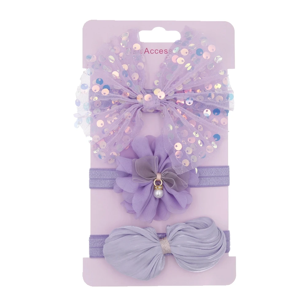 

New 3-piece set girls baby sequins bowknot glitter star hair accessories photo props