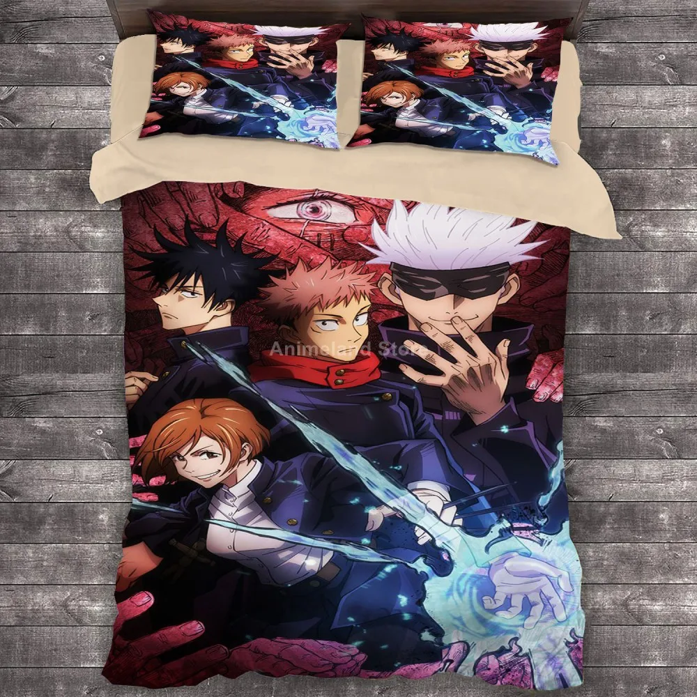 

2021New Anime Jujutsu Kaisen 3D Print Comforter Bedding Sets Kids Queen Twin Single Size Duvet Cover Set Pillowcase Home Luxury