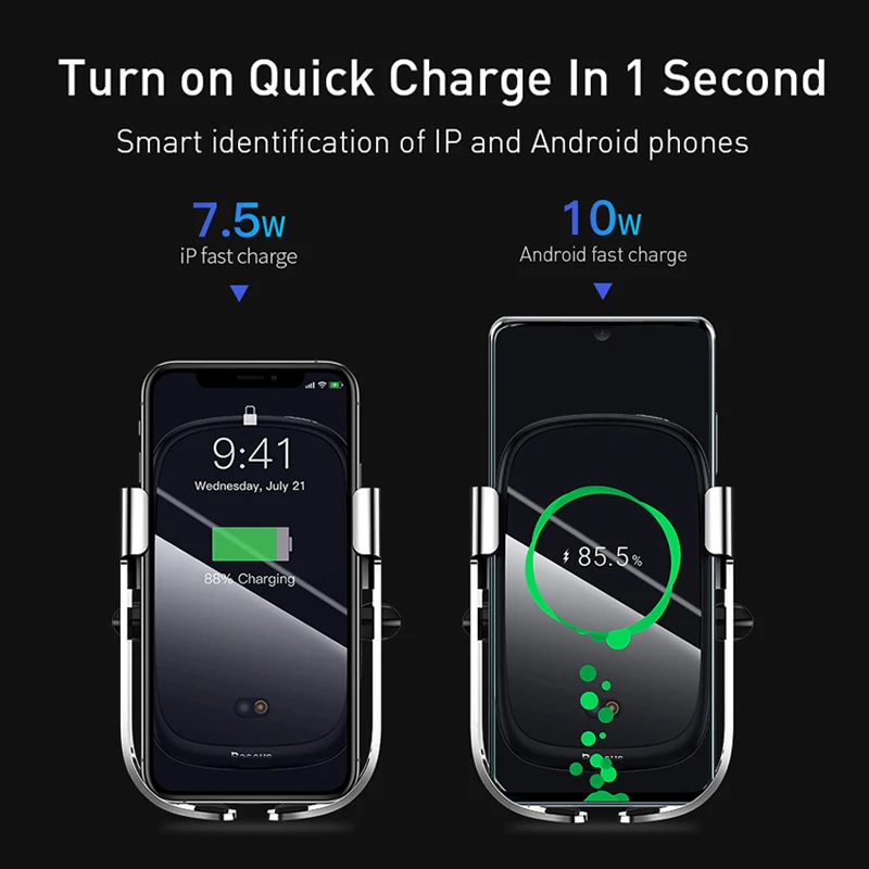 Baseus 10 Вт автомобильное беспроводное зарядное устройство Qi для iPhone XS Max Samsung Xiaomi
