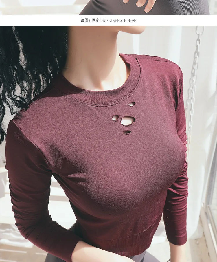 

Workout Clothes Coat Dry Running Long Sleeve Sexy Female Yoga Top Shirt Midriff Yoga Long Sleeve T-shirt In The Autumn