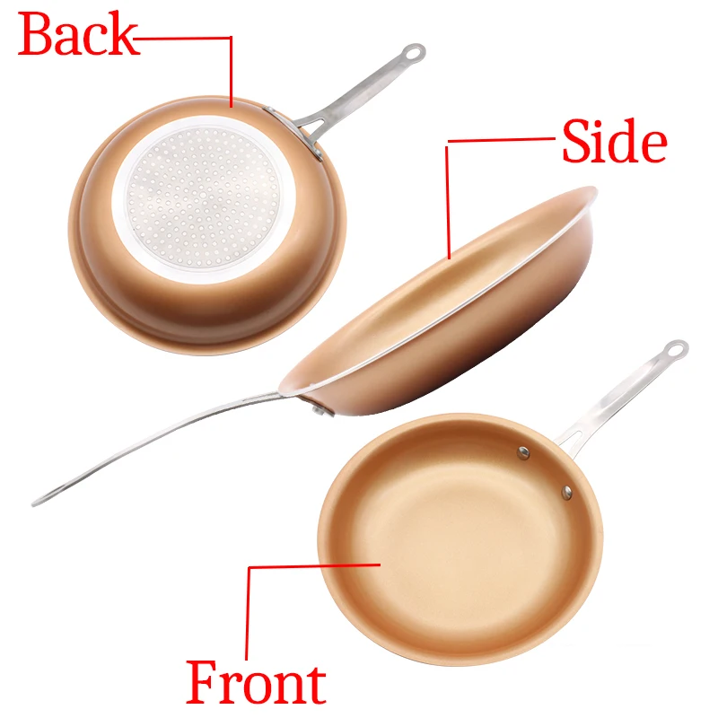 Антипригарная сковорода медная красная керамическая Индукционная с длинной