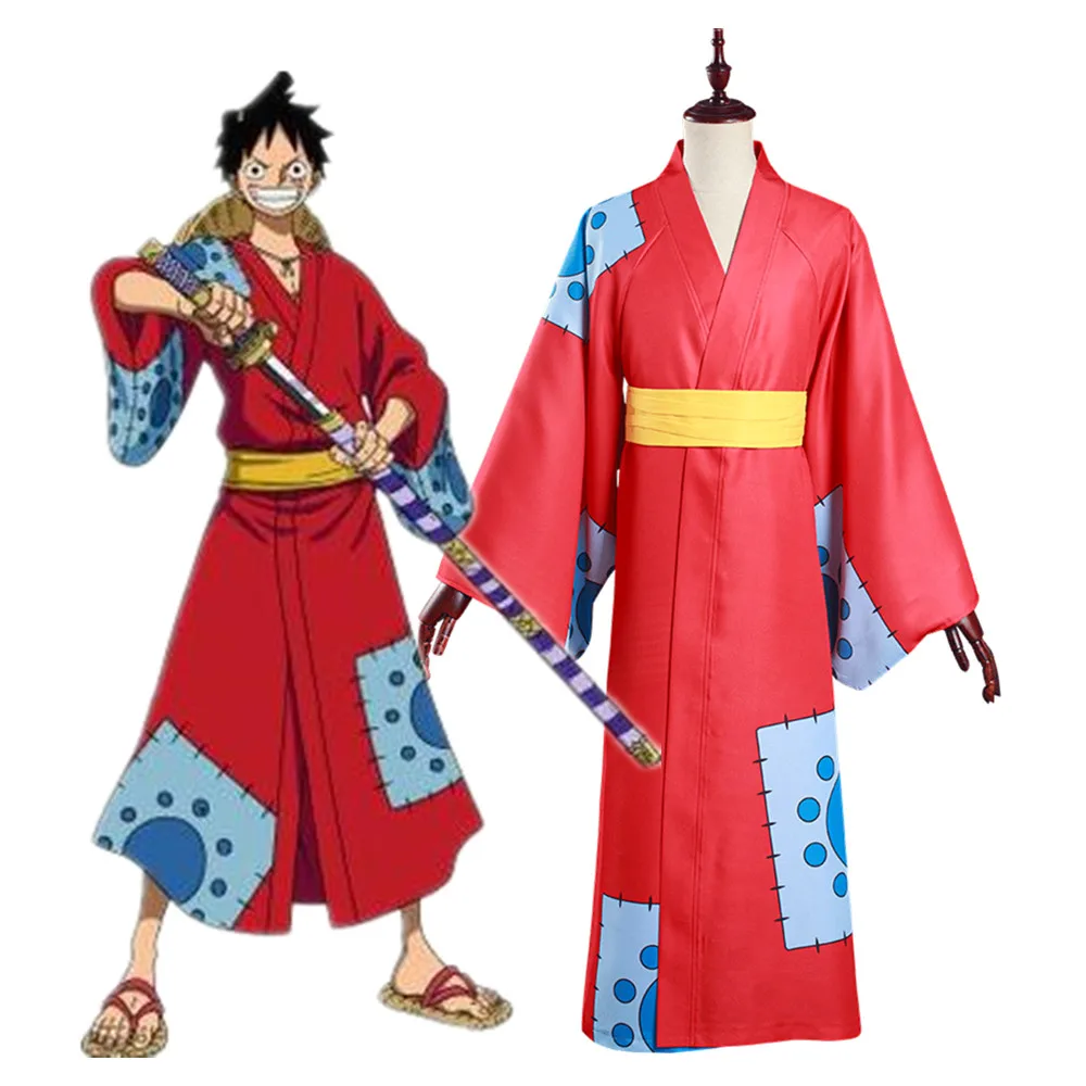 Аниме цельнокроеный Косплей вано фазальная Обезьяна D Luffy Костюм Кимоно наряды