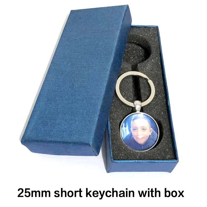 25mm short with box Двойной уход за кожей лица персонализированные пользовательские брелки для ключей для Семья брелоки с фотографиями 25/30 мм кабошонов календарь Брелки Свадебные Рождественский подарок - Цвет: 25mm short with box