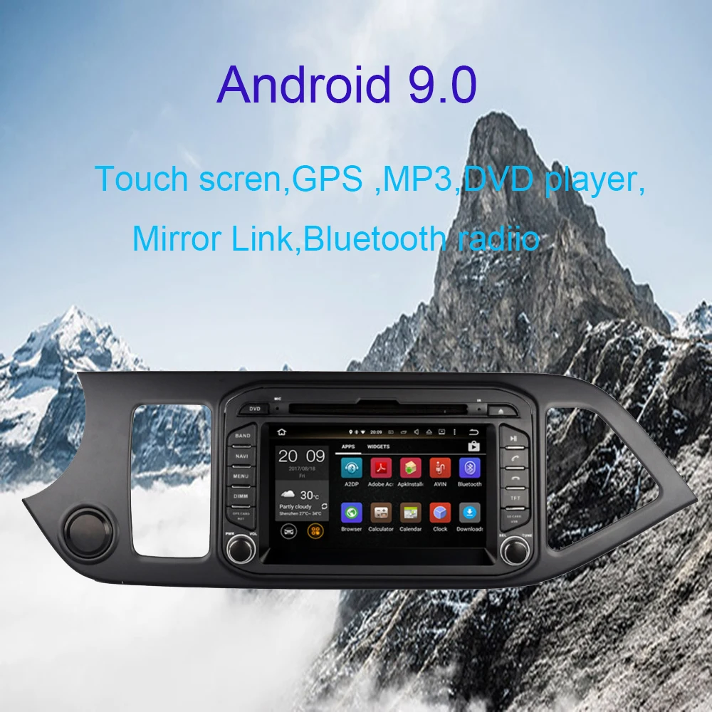 Android 9,0 4 Гб Оперативная память Octa Core dvd-плеер автомобиля gps-навигация, радио, стерео для KIA PICANTO УТРО 2011 2012 2013