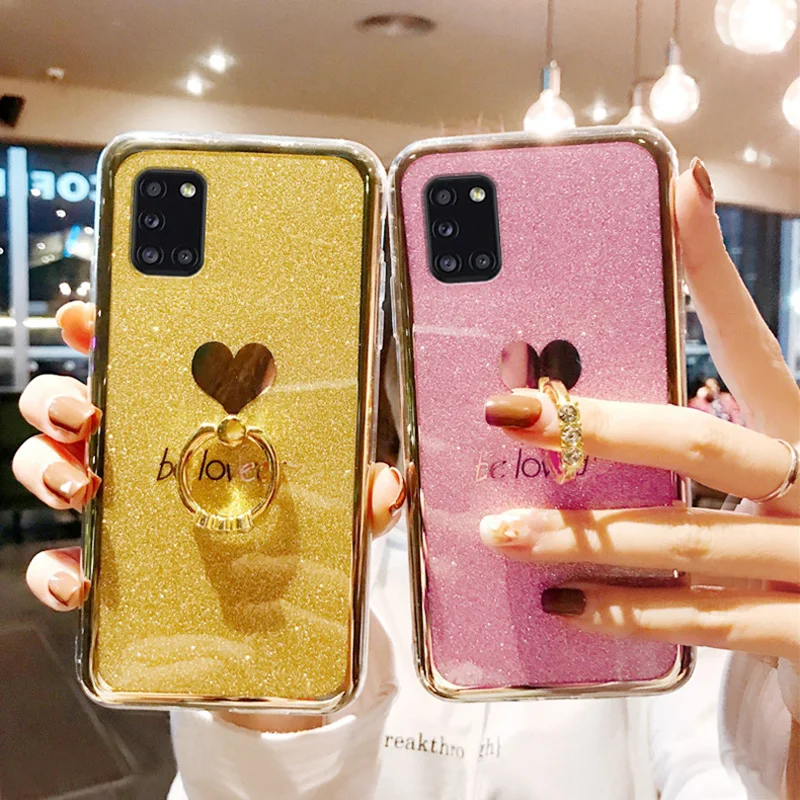 Блестящий чехол с блестками для Samsung S10 Plus Lite кольцом пальца силиконовый Galaxy 5G S10E +