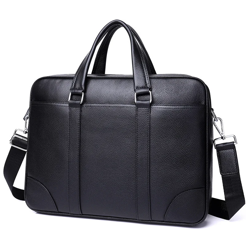 Hot Sale Men's Briefcase Genuine leather Handbags Men Luxury Business Cow Leather Shoulder Messenger Bag 14 inch Laptop Bag