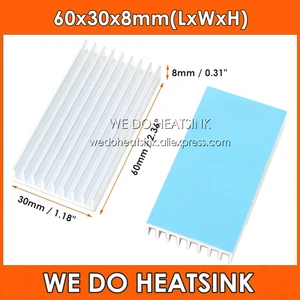 Мы производим радиатор 60x30x8 мм, алюминиевый охладитель, длинный теплоотвод, алюминий с теплопроводными теплопроводящими прокладками