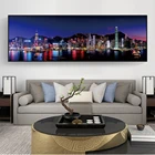 Пейзаж, плакаты и принты, настенное искусство, холст, Гонконгский город, живопись, ночная сцена, декоративные картины для гостиной, домашний декор