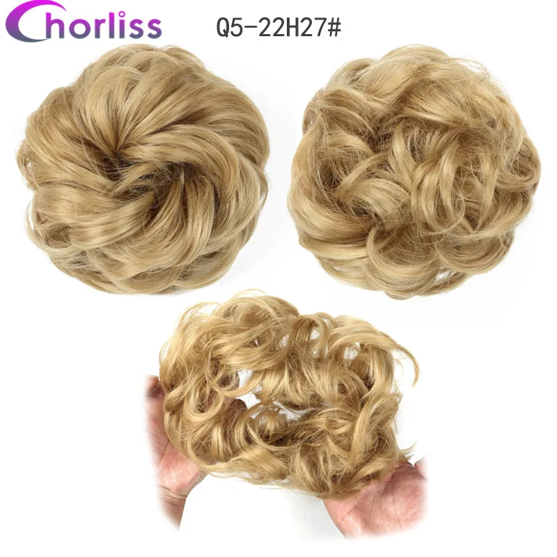 Синтетические кудрявые резинки для волос шиньон для женщин Chorliss Hair wrap Rope головной убор натуральный блонд коричневый поддельные волосы булочки аксессуары - Цвет: 22H27