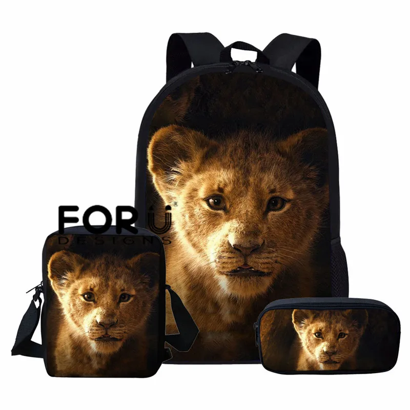 L5446CEK FORUDESIGNS/Школьный рюкзак с принтом «Король Лев» для мальчиков, повседневный мужской рюкзак для подростков, винтажная сумка с рисунком, 16 дюймов, Детская сумка - Цвет: L5446CEK