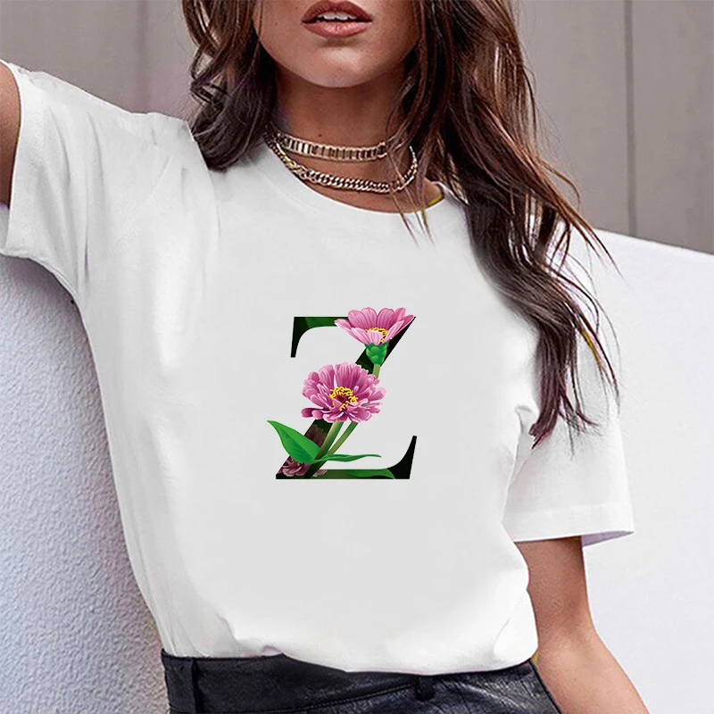 

Summer Fashion Shirt LetterT-shirt Women's Top Low Collar White T-shirt Kawaii Short Sleeve Funny Girl T-shirt can be customized