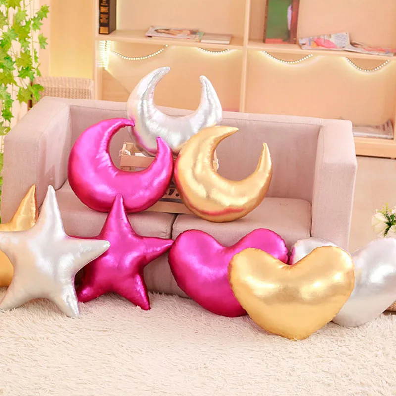 Яркая Мягкая игрушка в виде звезды луны сердца образная подушка из искусственной