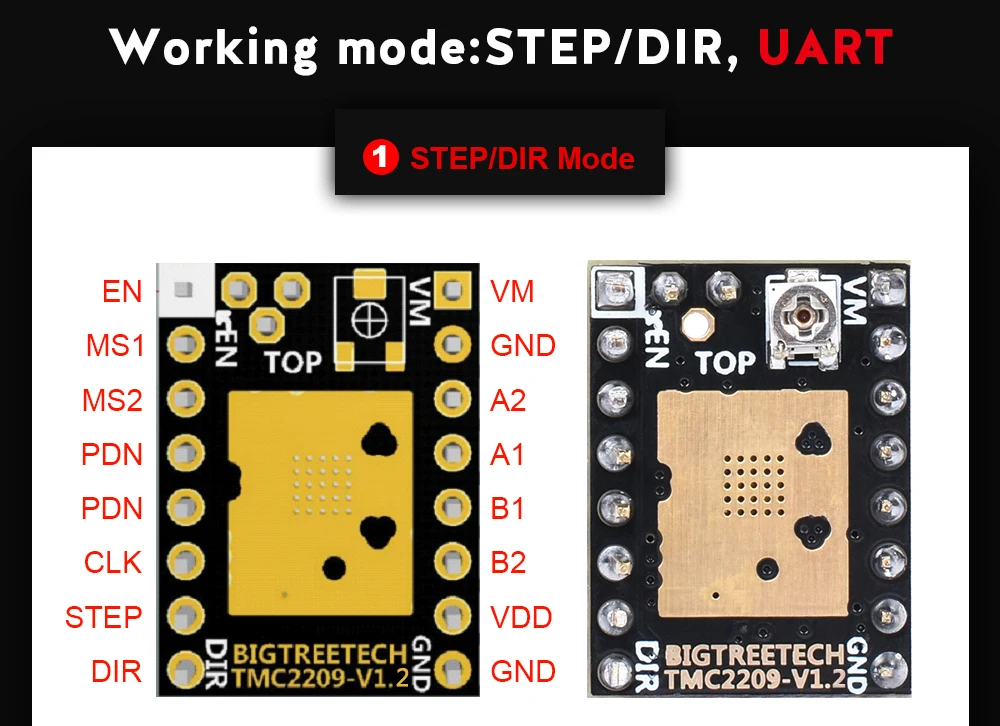 BIGTREETECH TMC2209 V1.2 Драйвер шагового двигателя UART VS TMC2208 TMC2130 A4988 части 3d принтера для Ender 3 SKR V1.3 mini E3 плата
