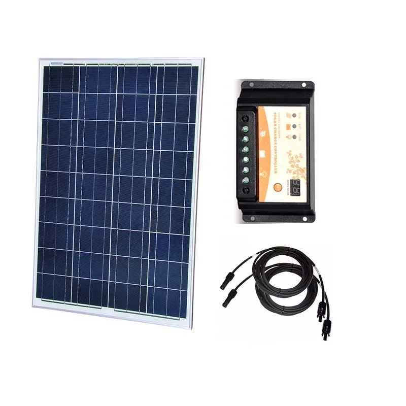 

Solar Camping Kit Solar Ppanel 100w Polycrystalline Solar Charge Controller 12v/24v 20A PV Cable Motorhomes Caravan Car Camp Rv