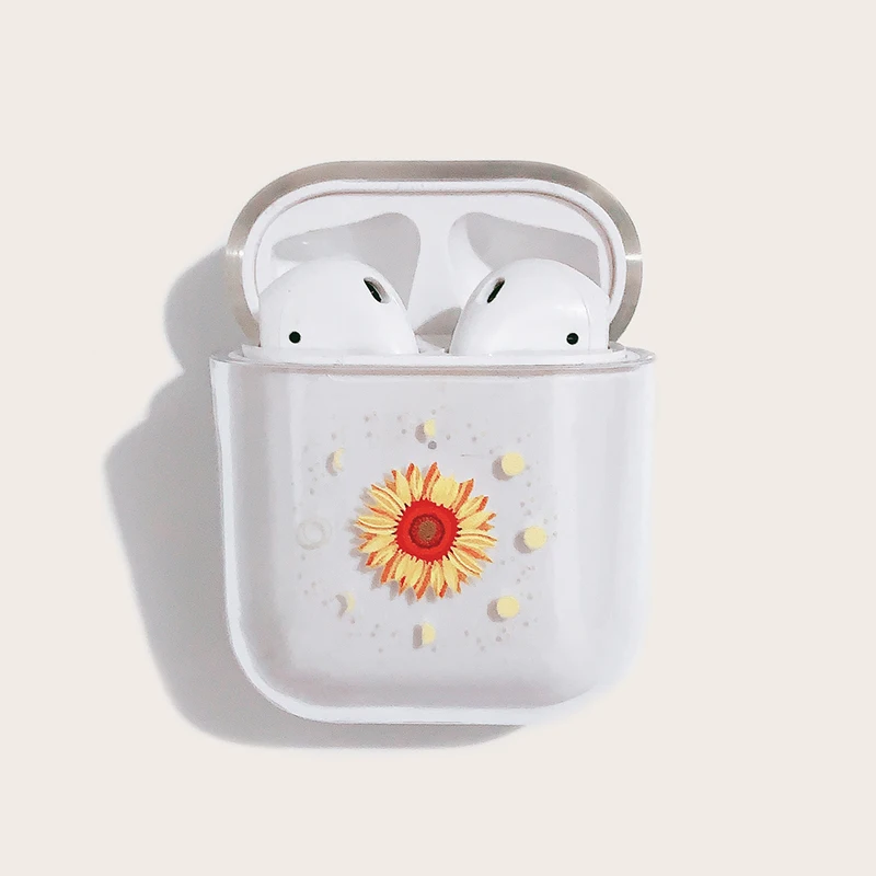 

Painted sunflower small flowers wireless bluetooth headset protective case for airpods2 transparent hard shell