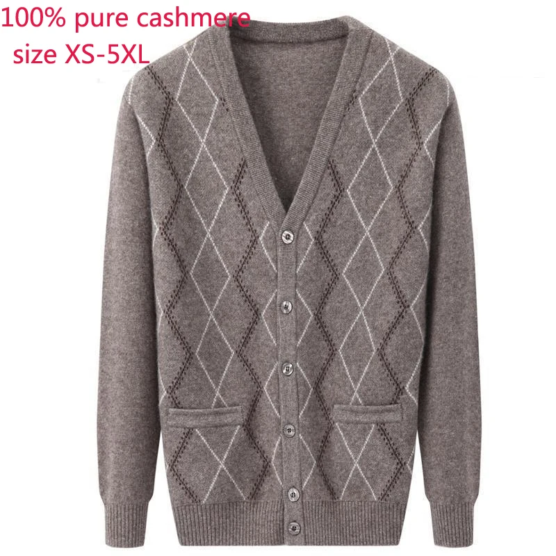 Кофта Мужская кашемировая трикотажная с V-образным вырезом 100% размера плюс 5XL |