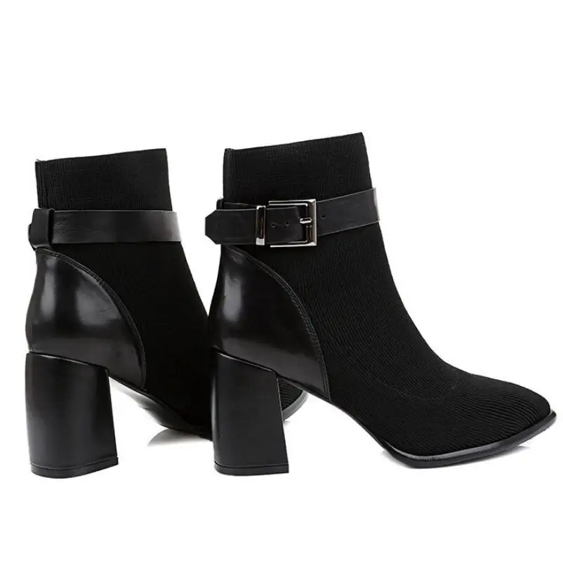 Новинка 2019 Осенняя обувь на толстом каблуке женские весенние ботильоны высоком