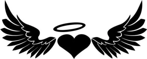 Виниловая наклейка на окно автомобиля с изображением сердца ангела крыльев