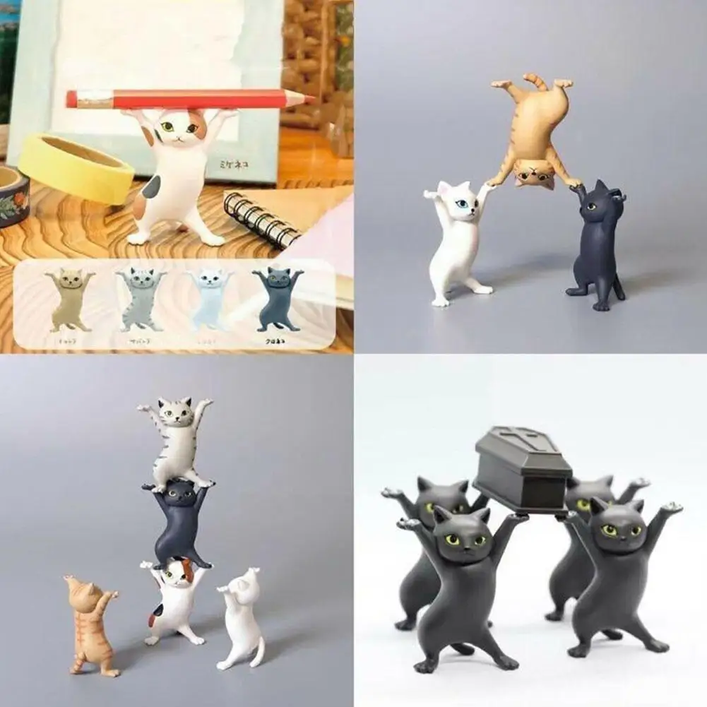 

Мультяшный держатель для ручек Танцующая ручная работа мультяшная фигурка котенок детский офисный держатель для ручек украшение подарок о...