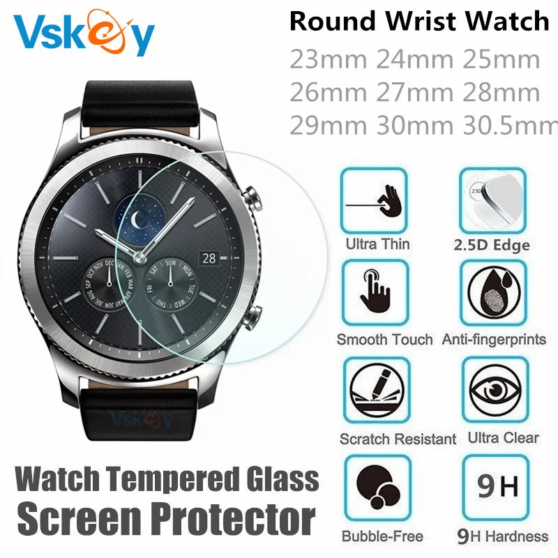 

100PCS Round Smart Watch Screen Protector Diameter 29mm 28mm 27mm 26mm 25mm 24mm 23mm 30mm 30.5mm Tempered Glass Protective Film