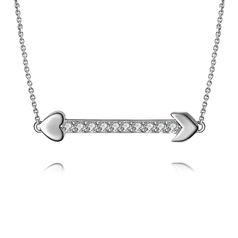 

ANZIW Fashion 925 Sterling Silver Heart Arrow Necklace Pendant Women Wedding Engagement AnniversaryPromise Jewelry Party Gift