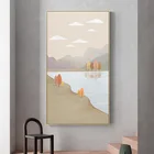 Абстрактная Гора светильник светлым золотым эффектом, холст, живопись, современное искусство, Настенная картина для гостиной, домашний декор, плакаты с оленем