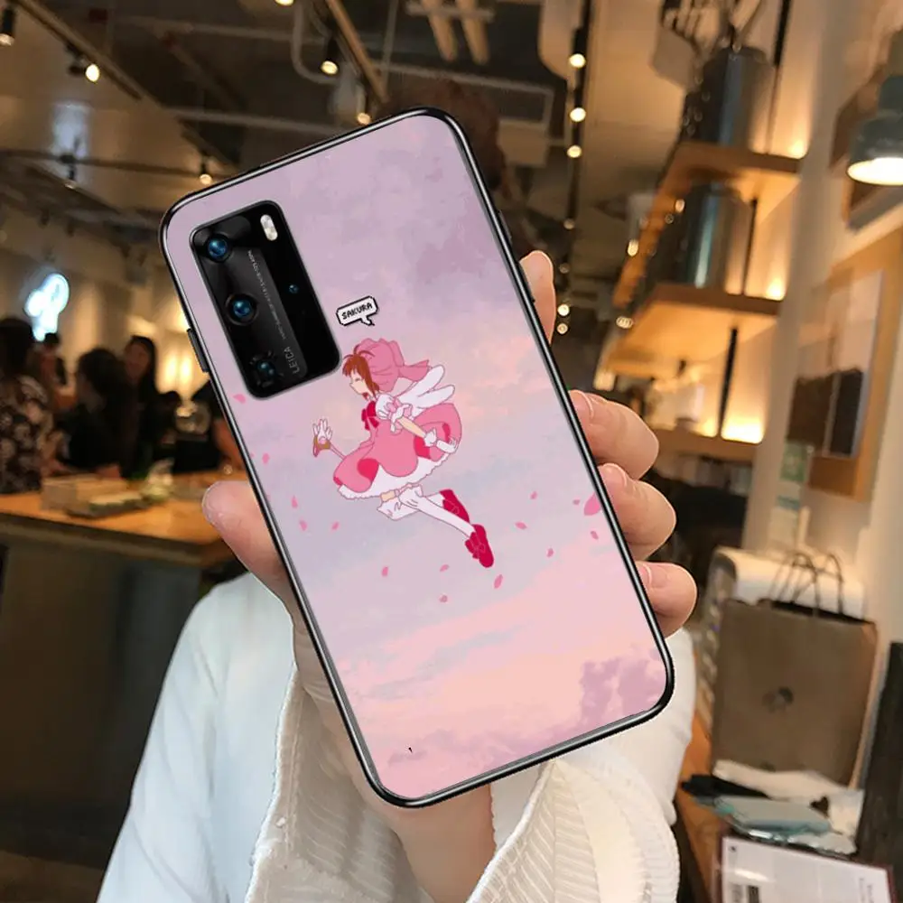 

Anime Girl SAKURA Phone Case For Huawei P 40 30 20 10 9 8 Lite E Pro Plus Black Etui Coque Painting Hoesjes comic fashion