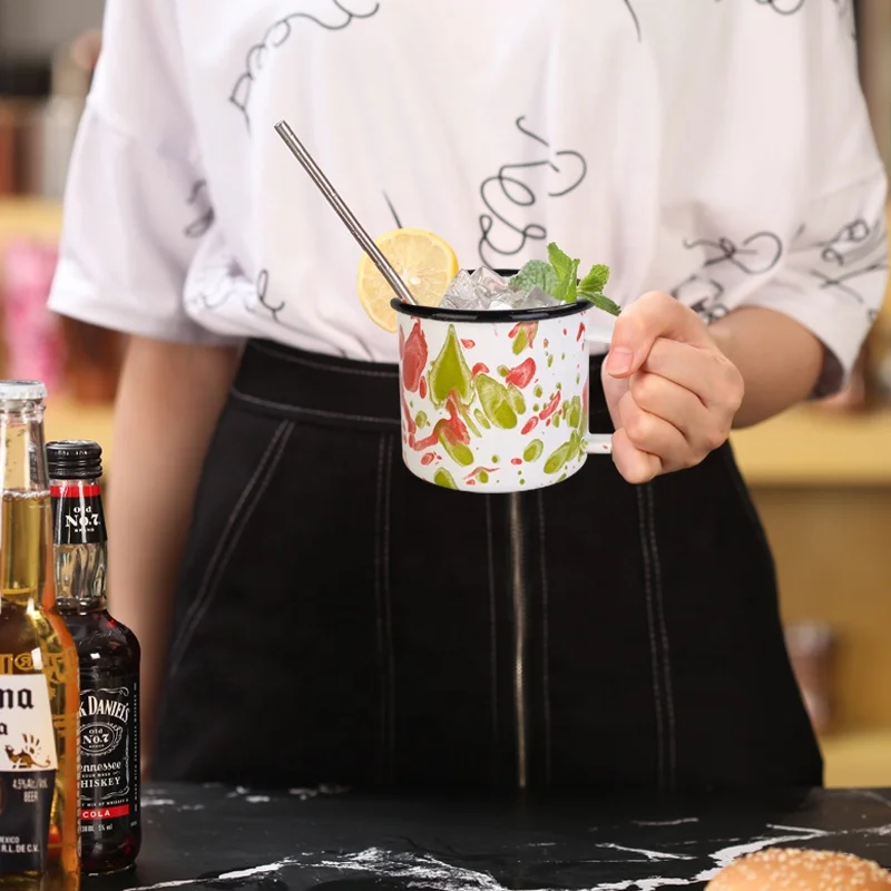 8 унций белая молочная кружка с полой ручкой Пользовательский логотип печать