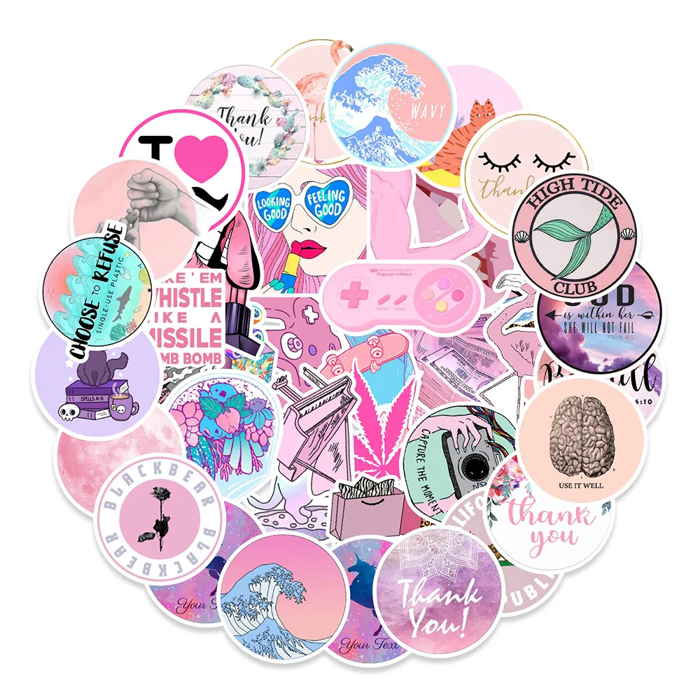 

10/50pcs Vsco Girls Kawaii Pink Fun Sticker for DIY Mobile Phone Laptop Luggage Suitcase Skateboard Fixed Gear Decal Stickers
