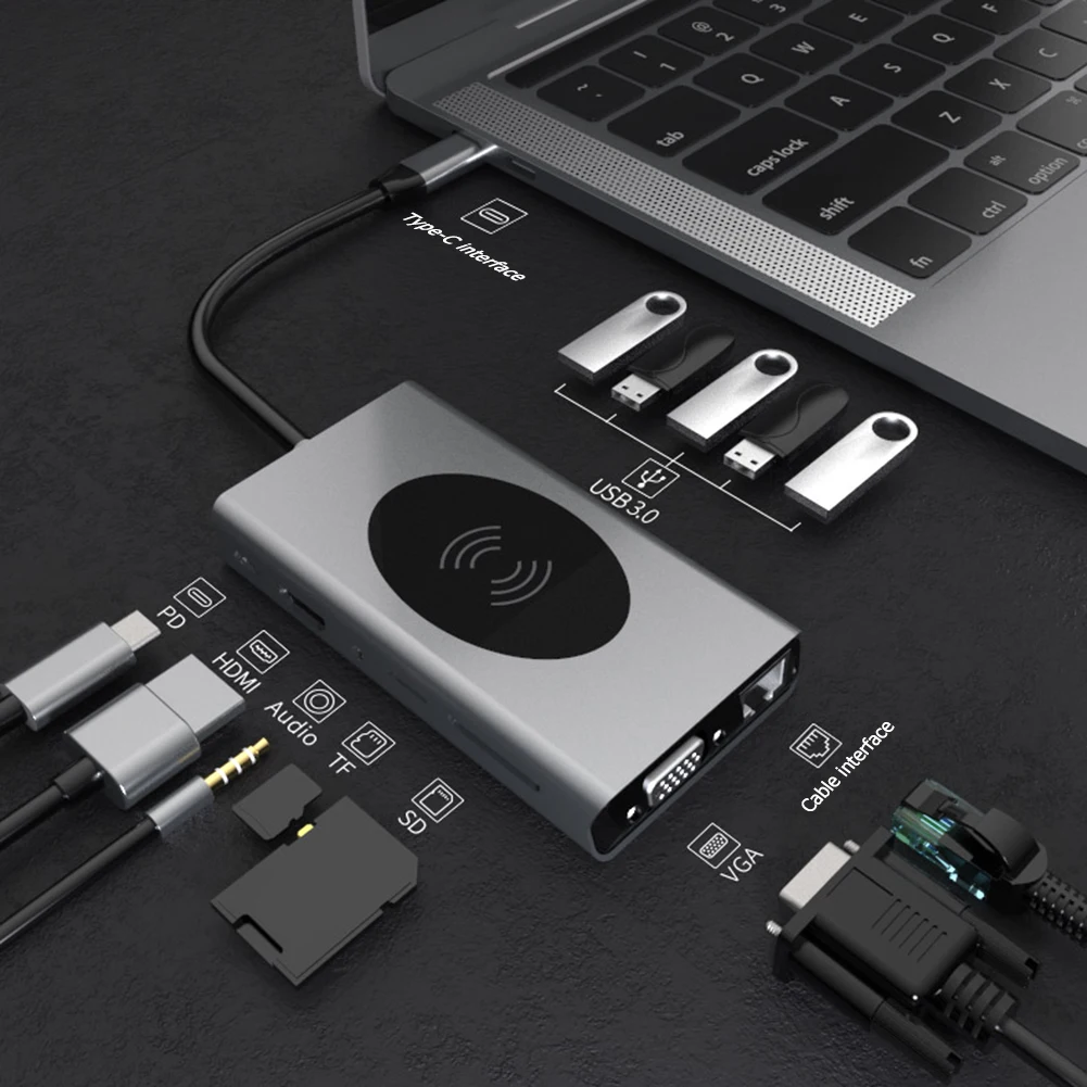 

4K HDMI-compatible 1000Mbps RJ45 Adapter Dock USB C Hub USB Type C to Multi USB 3.0 USB Type C Dock Station for Laptop