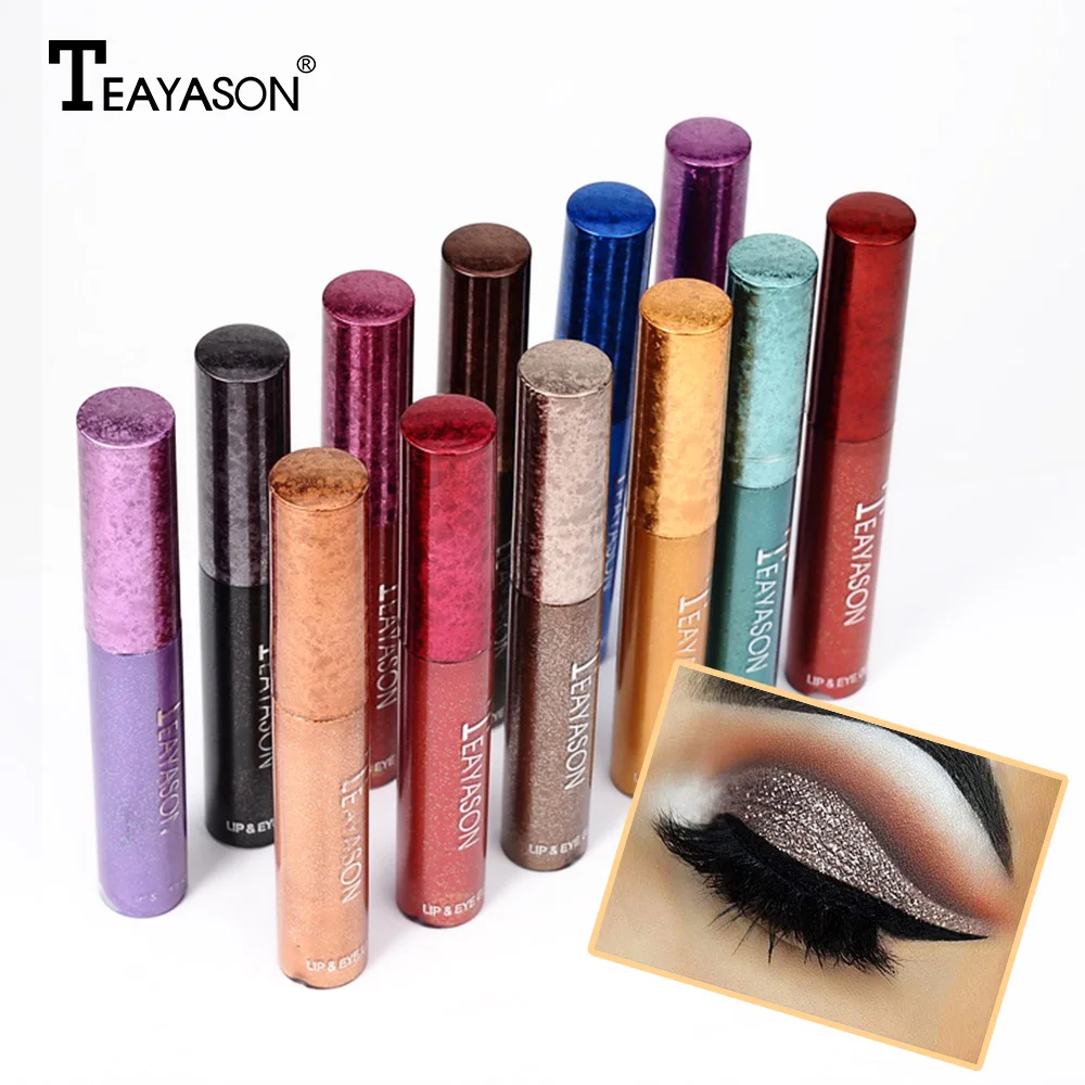 

Teayason 12 Color Liquid Eyeshadow Shimmer Glitter Lightweight Metallic Portable Silky Wholesale Pearl Docile Waterproof