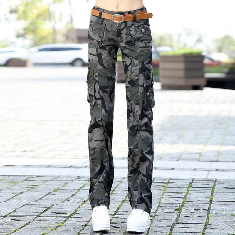 

Женские военные камуфляжные джинсовые брюки-карго, военные джинсовые комбинезоны, брюки с несколькими карманами, 2021