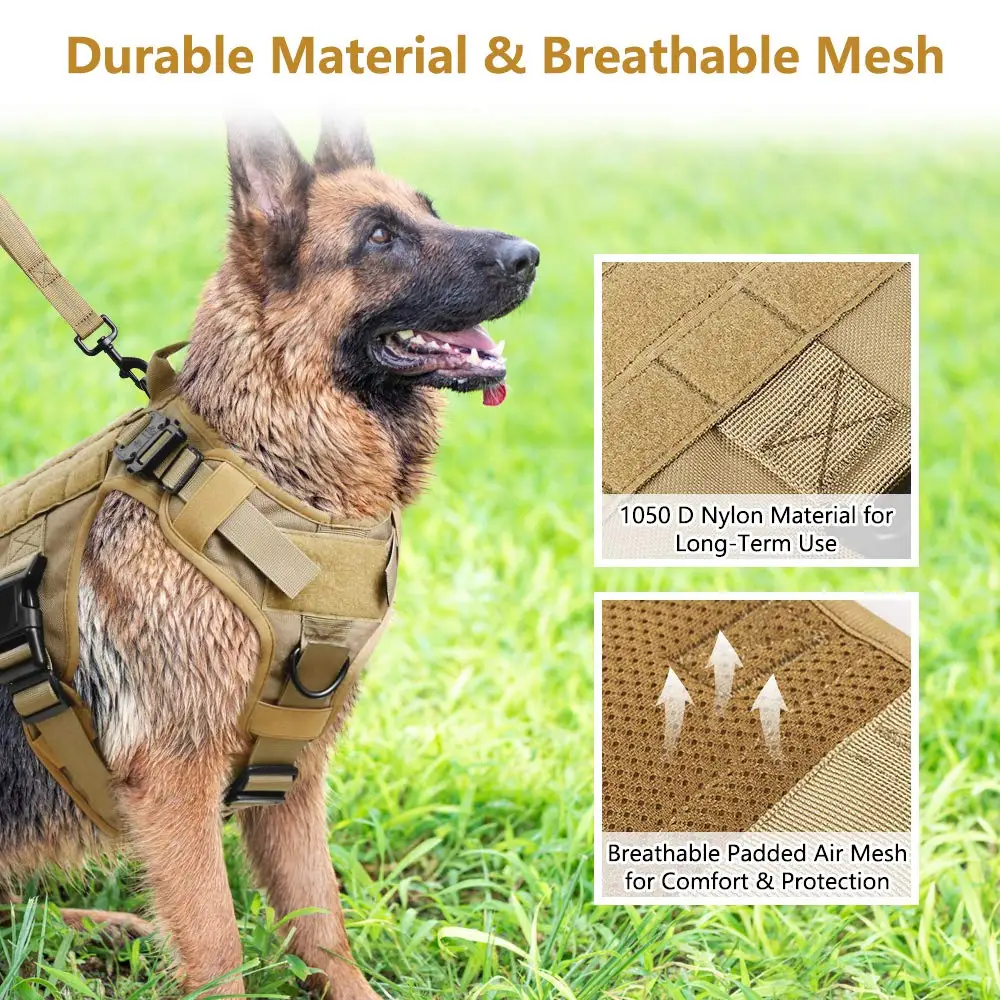 Тактическая шлейка для собак и поводок крупных средних регулируемый Жилет MOLLE