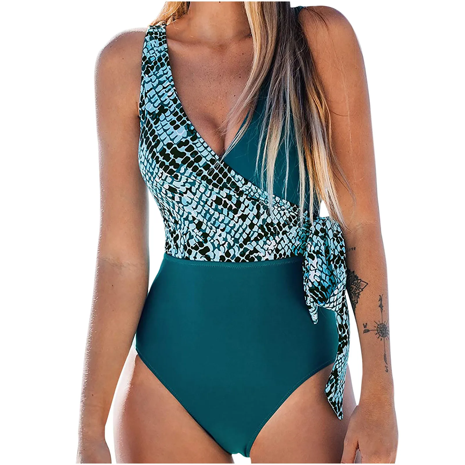 

SAGACE Ladies Printed One-piece Swimsuit Bikini Swimsuit Pure Color Bikini Push-up Thicken Swimwear Beachwear One-piece Swimwear