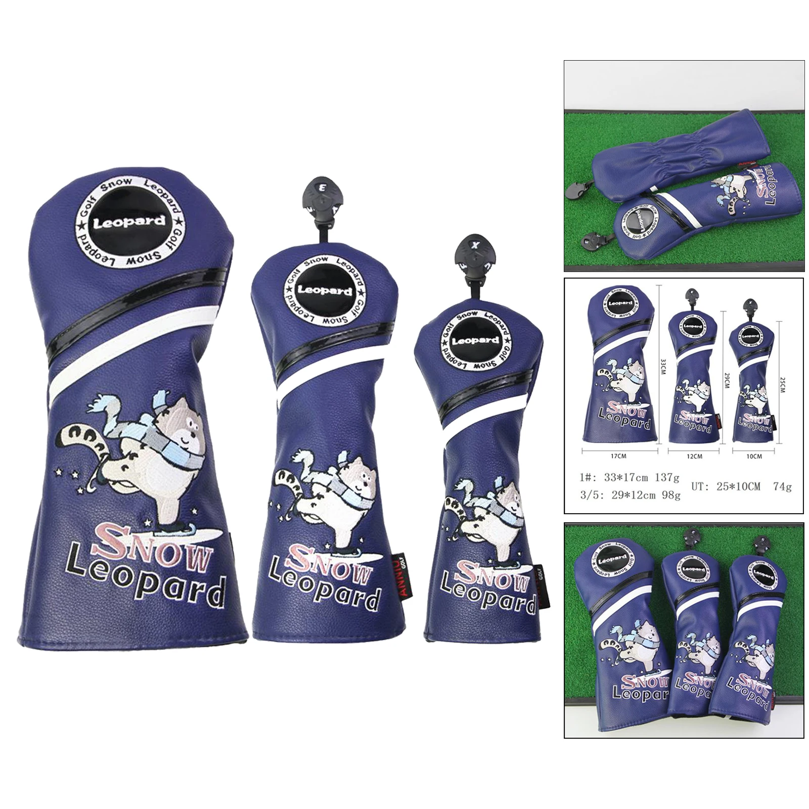 

Golf Club 1 3 5 UT Wood Headcovers Driver / Fairway Woods / Hybrid PU Leather Head Covers Protector