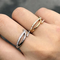 simple shiny zircon gold rings for women multilayer luxury engagement ring pride luxury wedding rings jewelry gift whosale