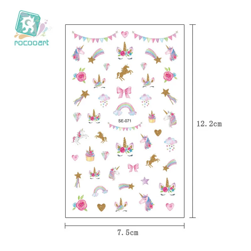 Наклейки для ногтей Rocooart в виде единорога женщин милые элементы клейкая фольга