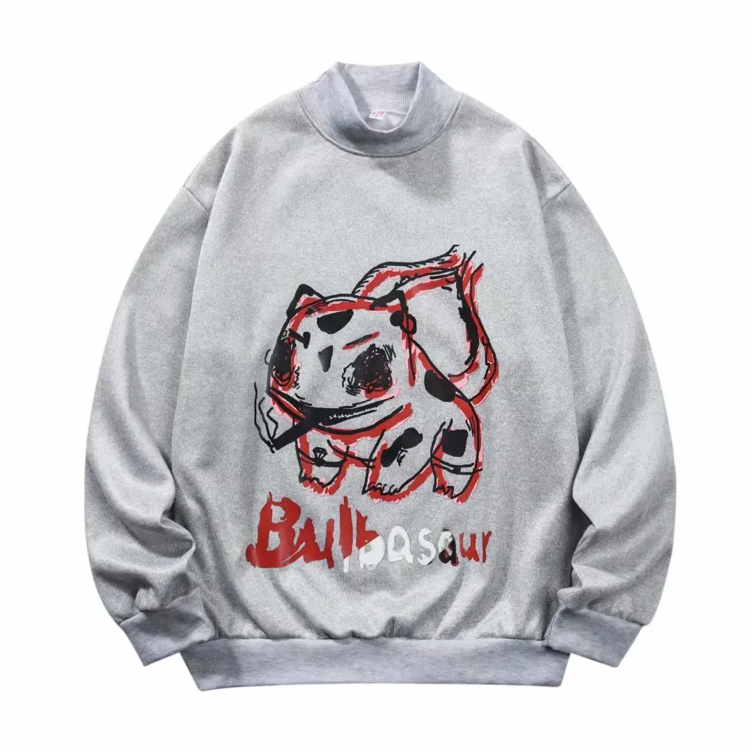 

Harajuku Oversized Anime Hoodie Thicken Japanese Streetwear Manga Sweatshirt Hip Hop Turtleneck Printed Pullover Men Clothing