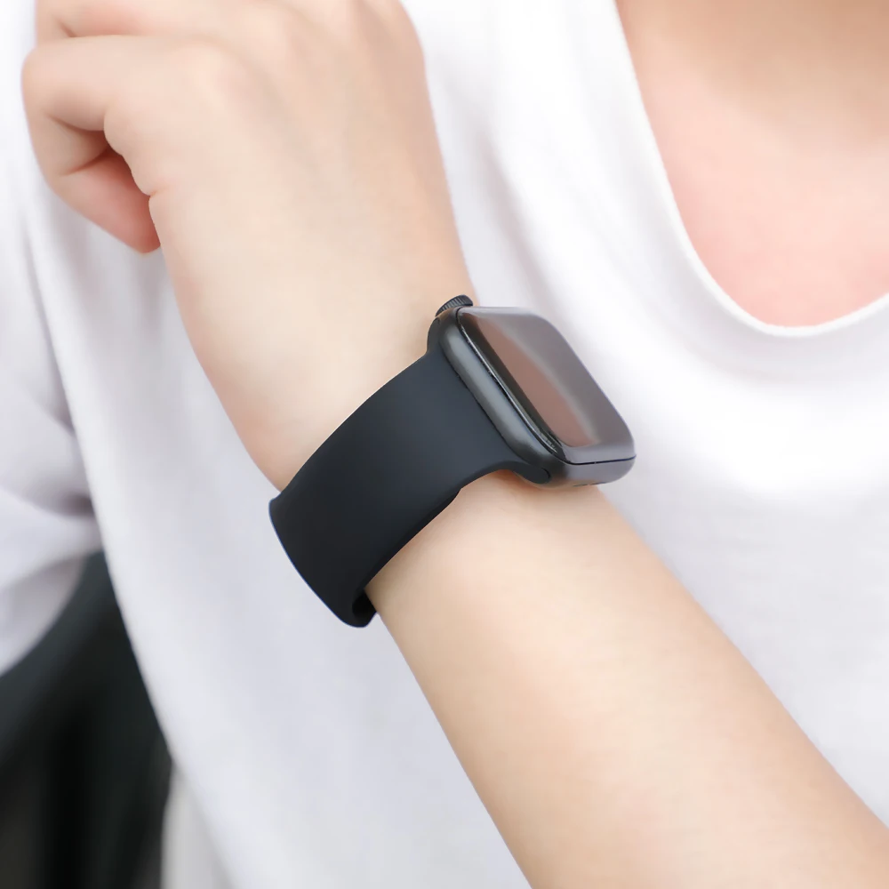 Ремешок силиконовый для часов резиновый браслет наручных 44 мм 40 6 se 5 4 3 2 iWatch 42 38