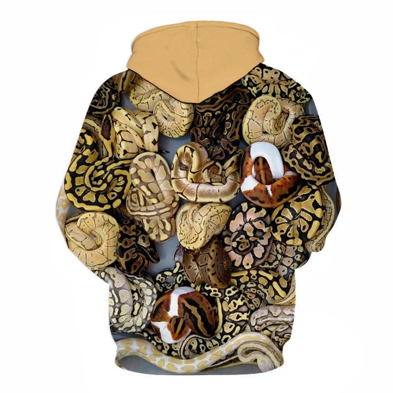 Новые модные толстовки с 3D принтом забавные унисекс пуловер змеи питона рукавом