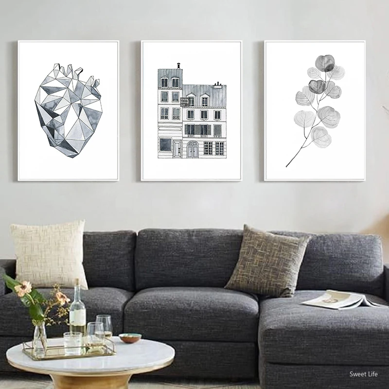 Креативная Настенная картина с черными и белыми чернилами проекция стен