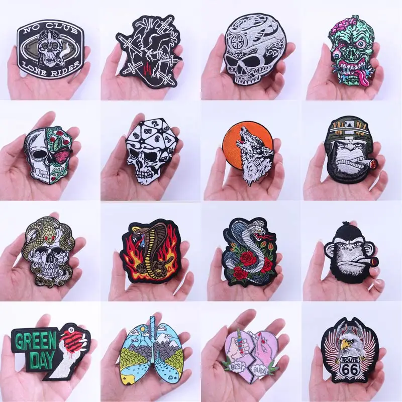 Череп патч байкерские вышитые патчи для одежды Бегемот рок железо на куртка с