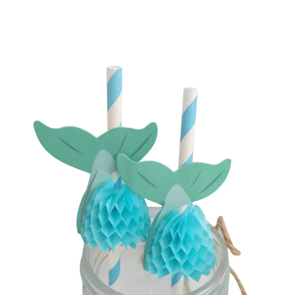 

25pcs Paper Honeycomb Straws Holiday Mermaid Tail Design Straw Party Decoration Disposable Drinking Tubularis Party Suppliers (