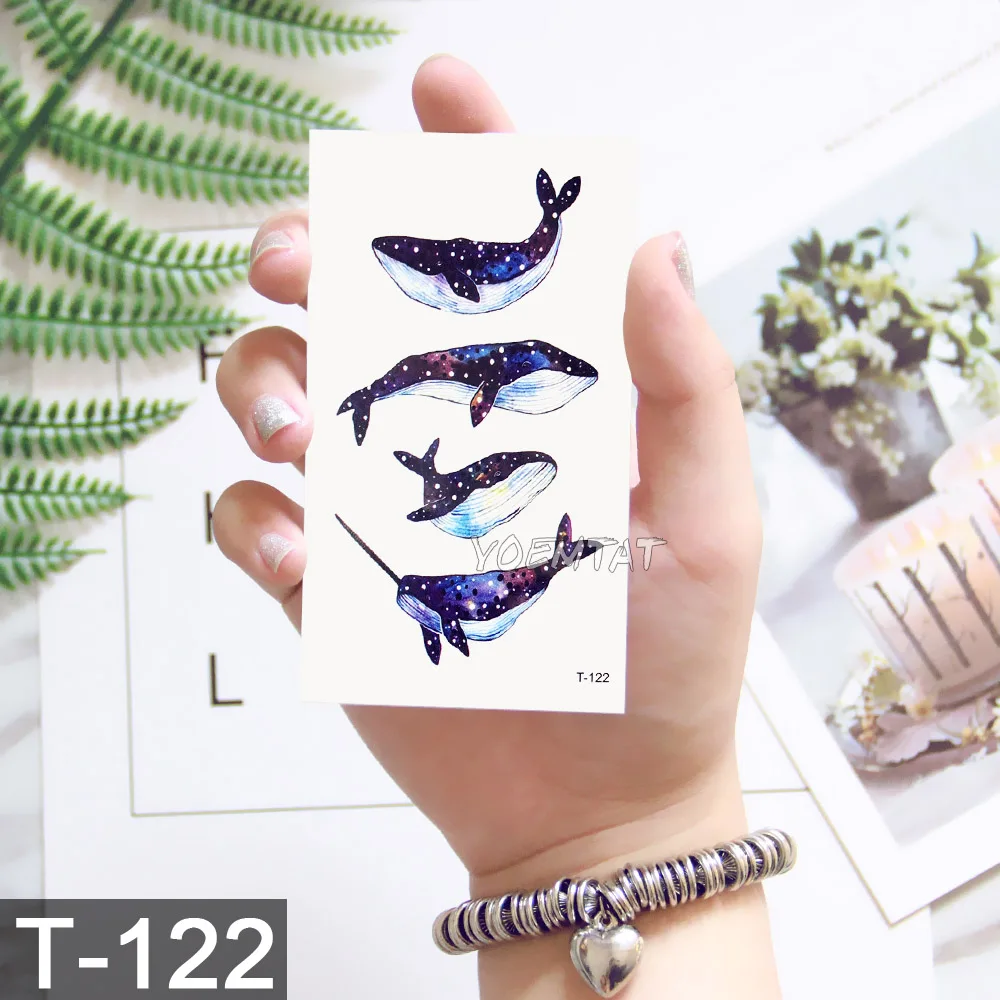 

Waterproof Temporary Tattoo Stickers Children Geometric Planet Flash Tatto Girl Moon Forest Kids Ladies Ears Black Fake Tatoo